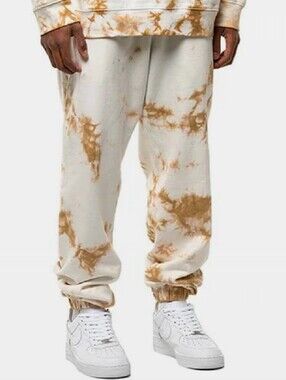 Taikan Tie-Dye Drawstring Sweatpants - White & Mustard